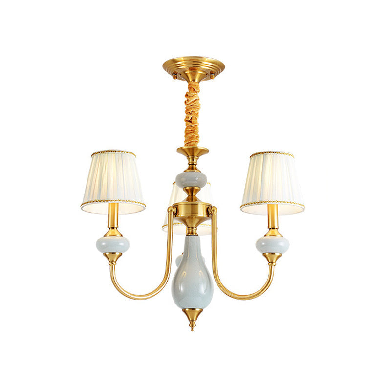 Cone Dining Room Chandelier Lamp Country Fabric 3/6-Light Pendant - Rebooters