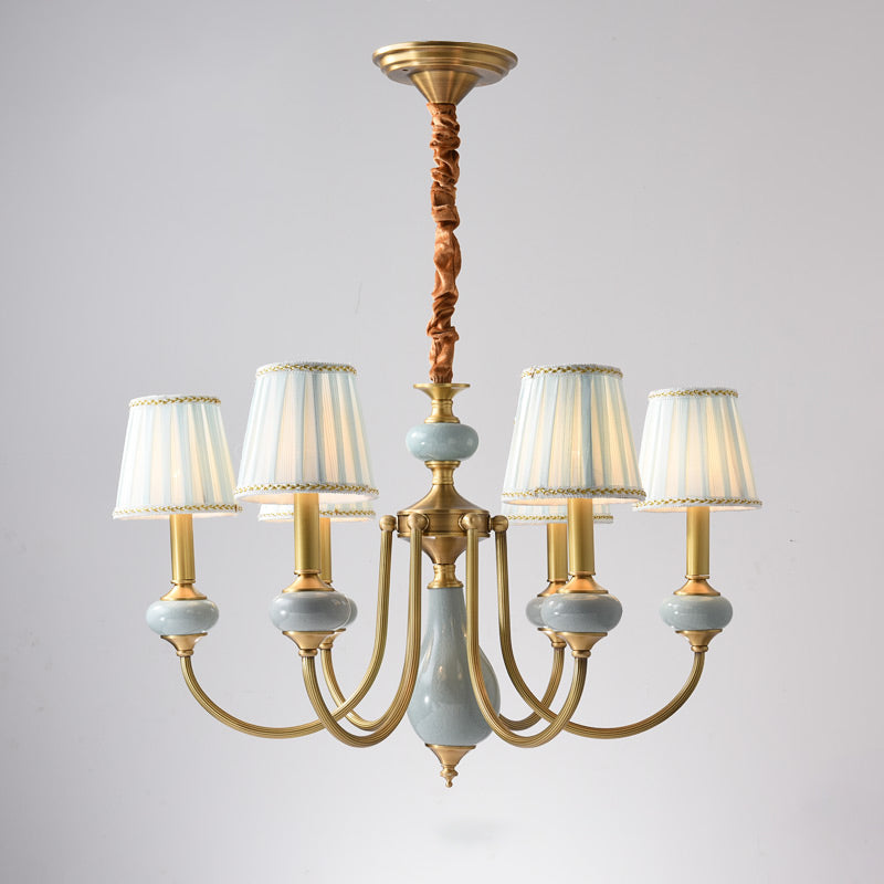Cone Dining Room Chandelier Lamp Country Fabric 3/6-Light Pendant - Rebooters