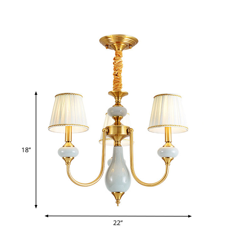 Cone Dining Room Chandelier Lamp Country Fabric 3/6-Light Pendant - Rebooters
