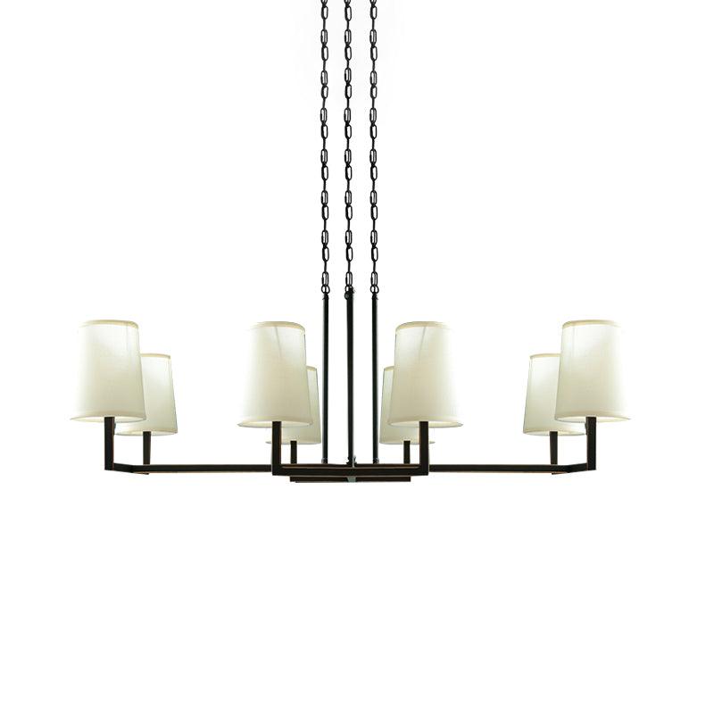 White 6 Bulbs Hanging Chandelier Classic Fabric Light - Rebooters