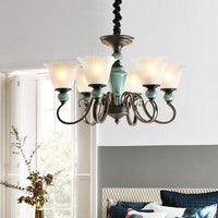 3/6-Light Pendant Light Rural Style Frosted Ribbed Glass Chandelier - Rebooters