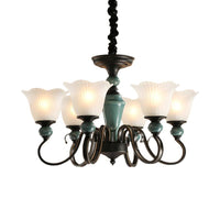 3/6-Light Pendant Light Rural Style Frosted Ribbed Glass Chandelier - Rebooters
