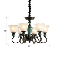 3/6-Light Pendant Light Rural Style Frosted Ribbed Glass Chandelier - Rebooters