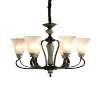 6/8 Heads Frosted Glass Chandelier Traditional Black Finish - Rebooters