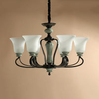 6/8 Heads Frosted Glass Chandelier Traditional Black Finish - Rebooters