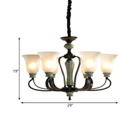 6/8 Heads Frosted Glass Chandelier Traditional Black Finish - Rebooters