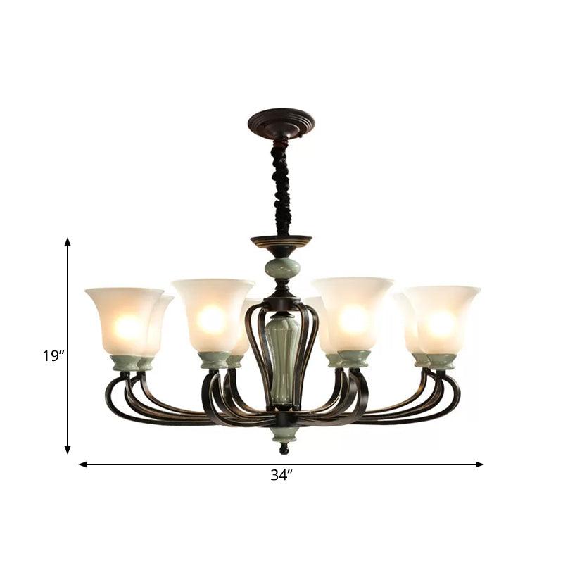 6/8 Heads Frosted Glass Chandelier Traditional Black Finish - Rebooters