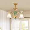 Opal Glass Gold Pendant Light Fixture Bell Rustic Chandelier - Rebooters