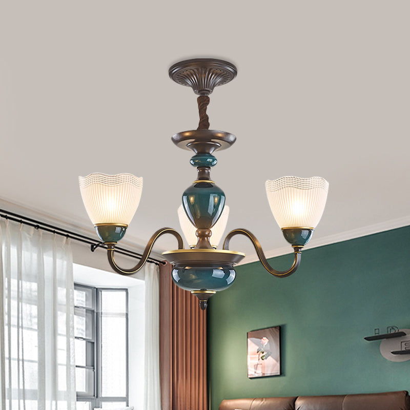 Bowl Frosted Prismatic Glass Hanging Lamp Country Chandelier - Rebooters