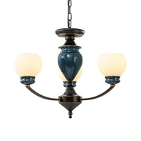 Black 3/6/8 Bulbs Chandelier Lighting Fixture Rural Milky Glass Spherical - Rebooters