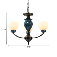 Black 3/6/8 Bulbs Chandelier Lighting Fixture Rural Milky Glass Spherical - Rebooters