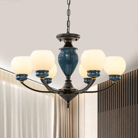 Black 3/6/8 Bulbs Chandelier Lighting Fixture Rural Milky Glass Spherical - Rebooters