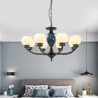 Black 3/6/8 Bulbs Chandelier Lighting Fixture Rural Milky Glass Spherical - Rebooters