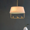 Fabric Beige Ceiling Chandelier Drum Shade 3 Heads Rustic Pendant - Rebooters