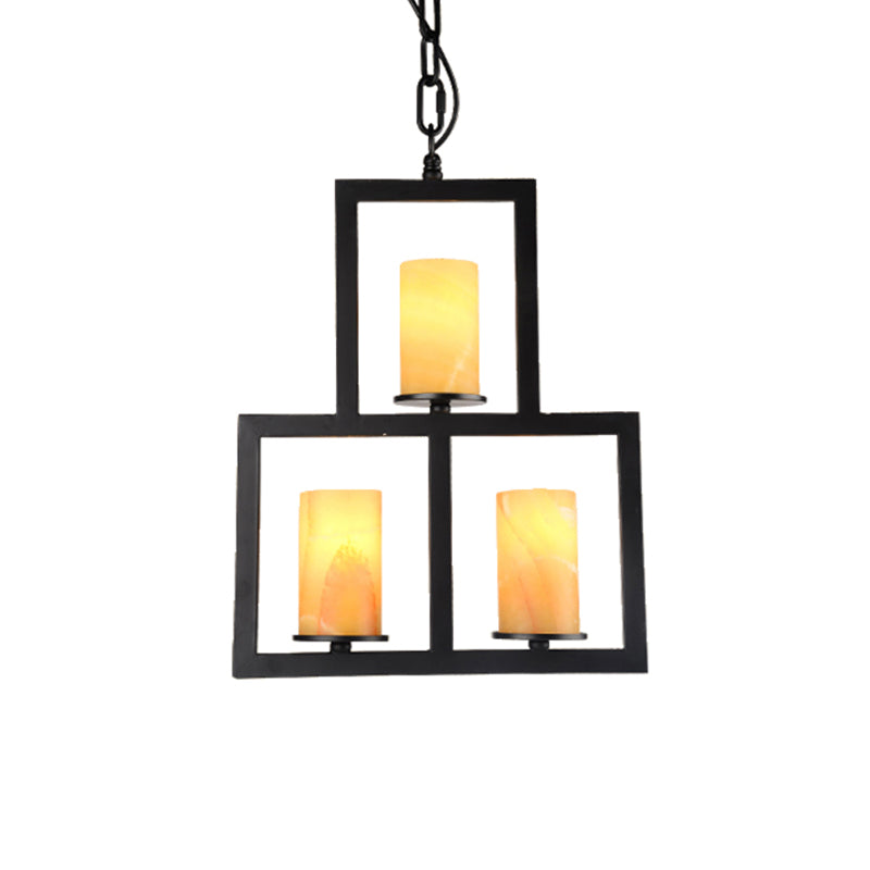 Yellow Dolomite Black Finish Chandelier Lamp 3-Light Lighting - Rebooters