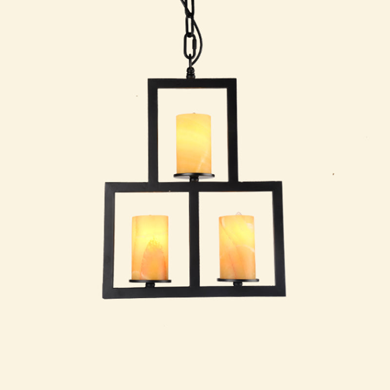 Yellow Dolomite Black Finish Chandelier Lamp 3-Light Lighting - Rebooters