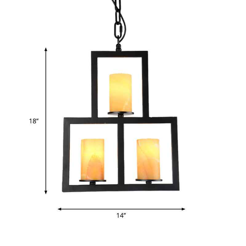 Yellow Dolomite Black Finish Chandelier Lamp 3-Light Lighting - Rebooters