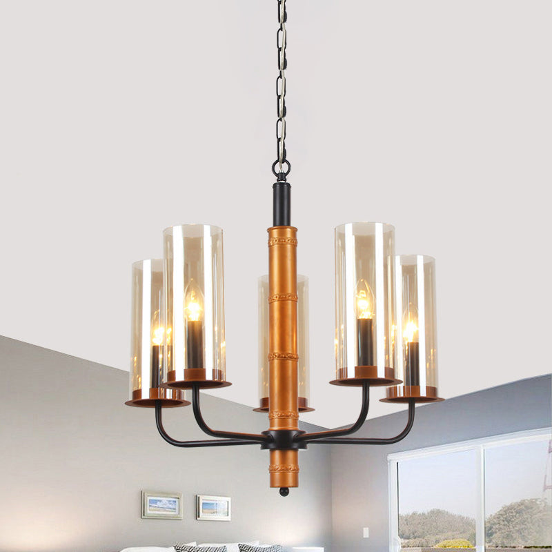 Grey Glass Tubular Chandelier Lighting Modernist Pendant Lamp - Rebooters
