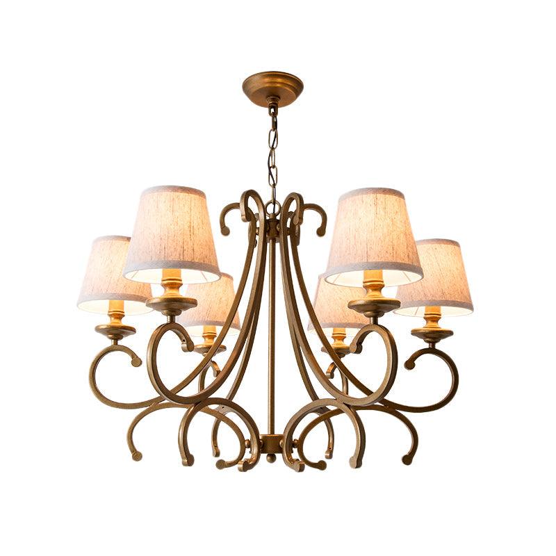 Fabric Brass Chandelier Pendant Light Conic 3/6-Light Lamp - Rebooters
