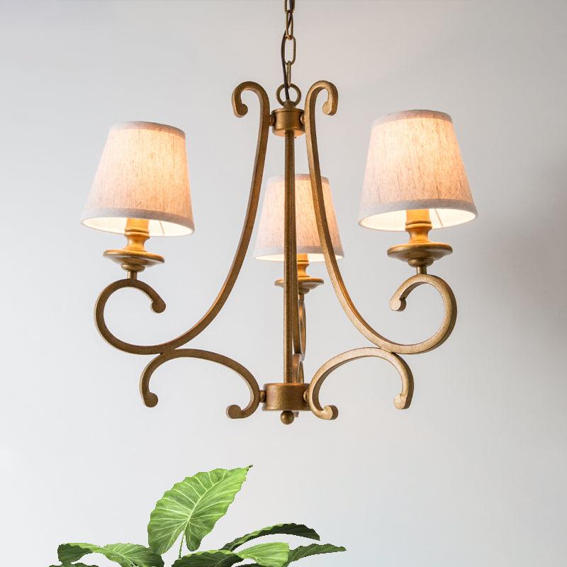 Fabric Brass Chandelier Pendant Light Conic 3/6-Light Lamp - Rebooters