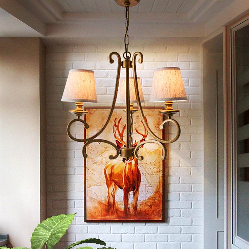 Fabric Brass Chandelier Pendant Light Conic 3/6-Light Lamp - Rebooters