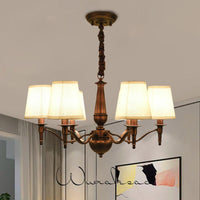 3/6 Heads Fabric Hanging Chandelier Traditional White Pendant Lamp - Rebooters