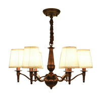 3/6 Heads Fabric Hanging Chandelier Traditional White Pendant Lamp - Rebooters