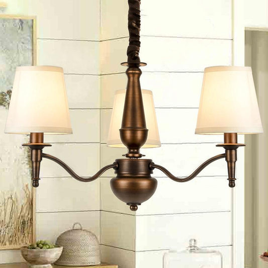 3/6 Heads Fabric Hanging Chandelier Traditional White Pendant Lamp - Rebooters