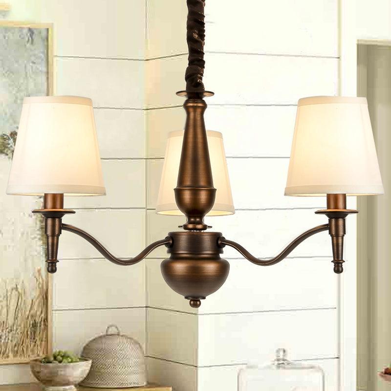 3/6 Heads Fabric Hanging Chandelier Traditional White Pendant Lamp - Rebooters
