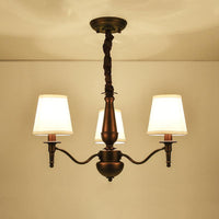 3/6 Heads Fabric Hanging Chandelier Traditional White Pendant Lamp - Rebooters