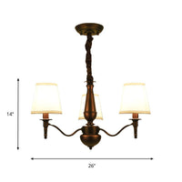3/6 Heads Fabric Hanging Chandelier Traditional White Pendant Lamp - Rebooters
