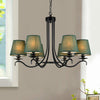 Green Tapered Chandelier Lighting Fixture Rustic Fabric 6 Lights - Rebooters