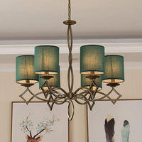 6-Light Chandelier Lamp Rural Style Drum Shade Pendant Light - Rebooters