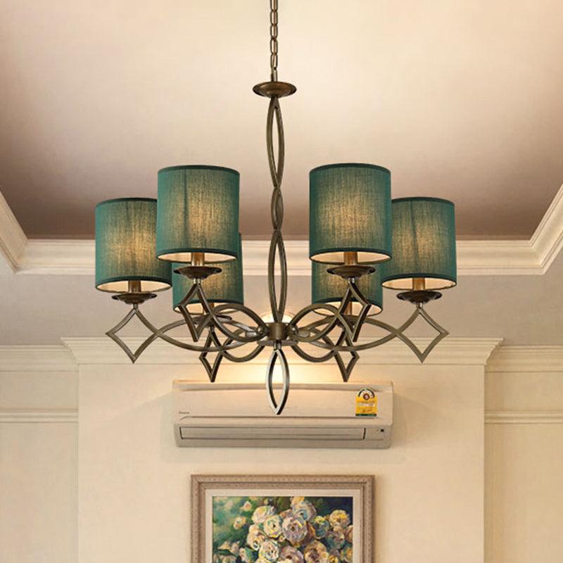 6-Light Chandelier Lamp Rural Style Drum Shade Pendant Light - Rebooters