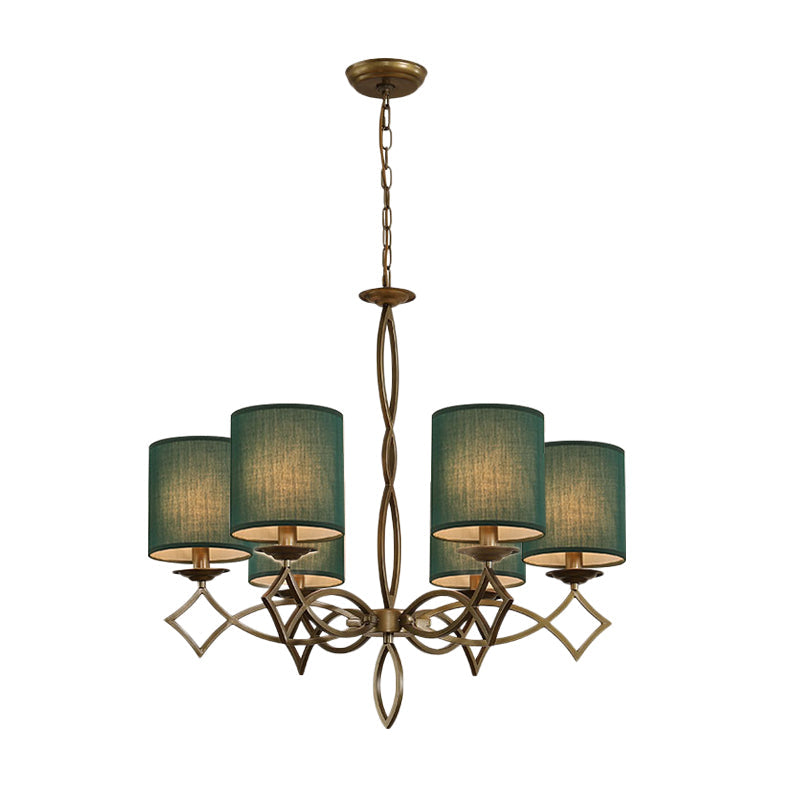 6-Light Chandelier Lamp Rural Style Drum Shade Pendant Light - Rebooters