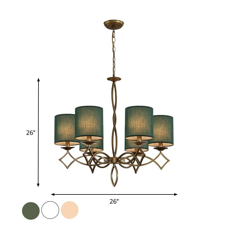 6-Light Chandelier Lamp Rural Style Drum Shade Pendant Light - Rebooters