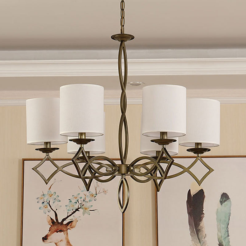 6-Light Chandelier Lamp Rural Style Drum Shade Pendant Light - Rebooters