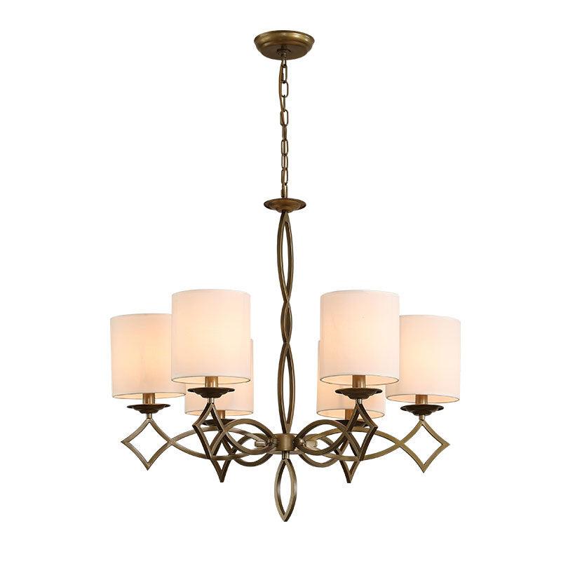 6-Light Chandelier Lamp Rural Style Drum Shade Pendant Light - Rebooters