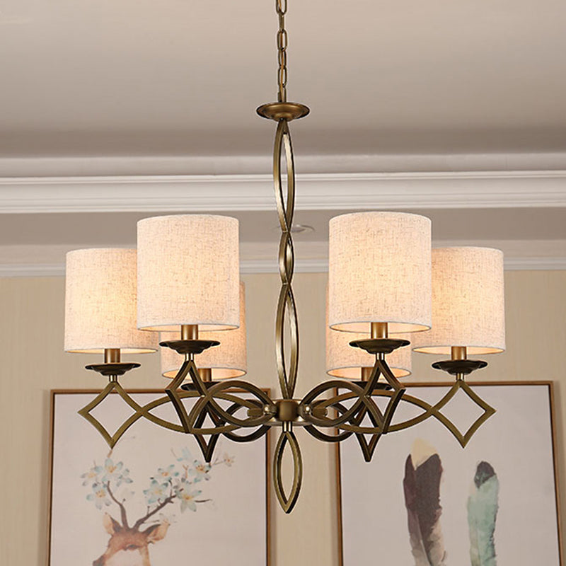 6-Light Chandelier Lamp Rural Style Drum Shade Pendant Light - Rebooters