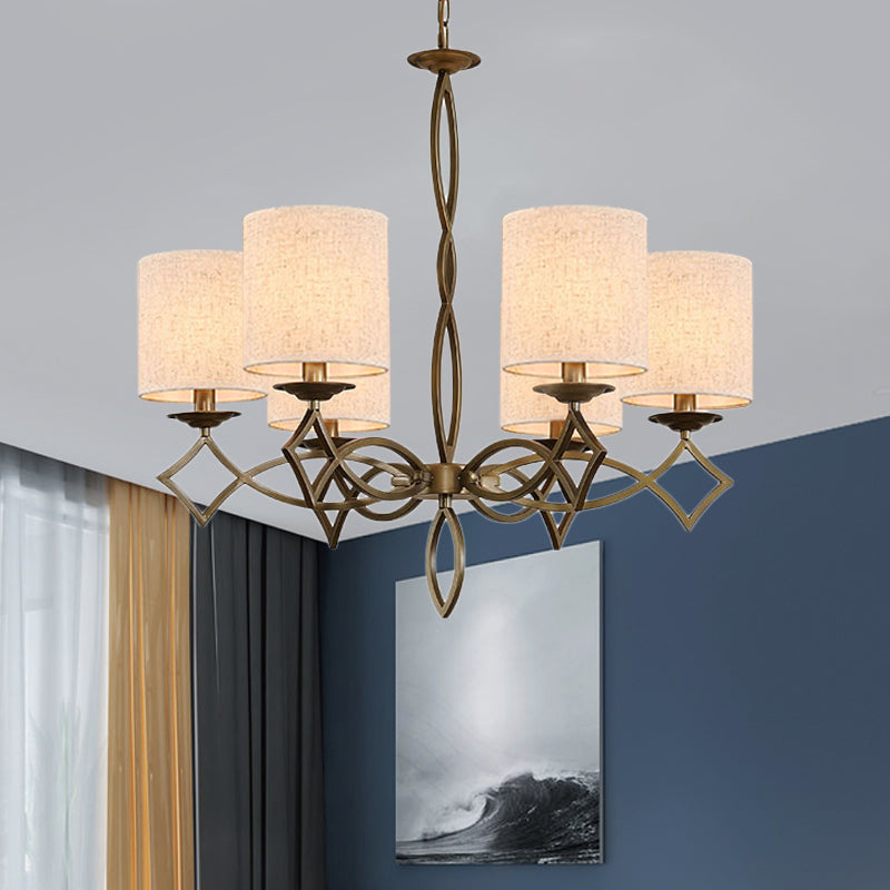 6-Light Chandelier Lamp Rural Style Drum Shade Pendant Light - Rebooters