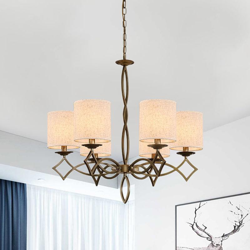 6-Light Chandelier Lamp Rural Style Drum Shade Pendant Light - Rebooters