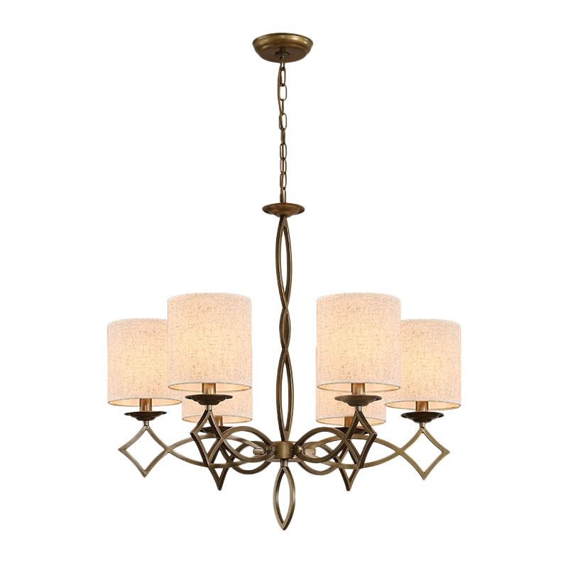 6-Light Chandelier Lamp Rural Style Drum Shade Pendant Light - Rebooters