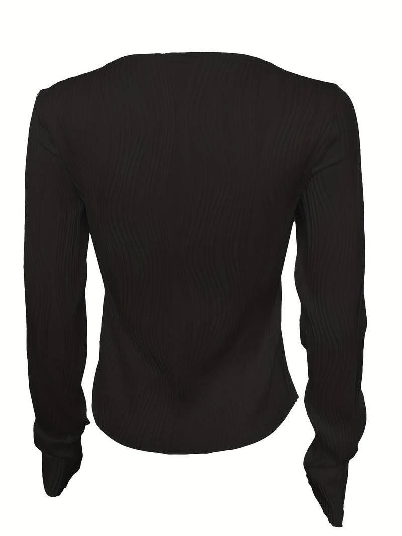 Long Sleeve Crop Top Blouse for Women - Stylish Casual Wear Rebooters Womens Shirts