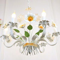 6 Heads Daisy Flower Bunch Chandelier White Iron Light - Rebooters