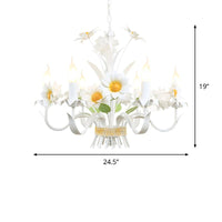 6 Heads Daisy Flower Bunch Chandelier White Iron Light - Rebooters