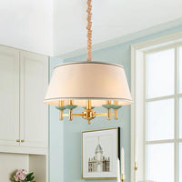 5 Lights Fabric Chandelier Light Fixture Classic White Drum Shade Dining Room Lamp - Rebooters