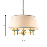 5 Lights Fabric Chandelier Light Fixture Classic White Drum Shade Dining Room Lamp - Rebooters