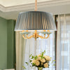 Brass Pleated Drum Chandelier Lighting Rustic Fabric 5 Heads - Rebooters