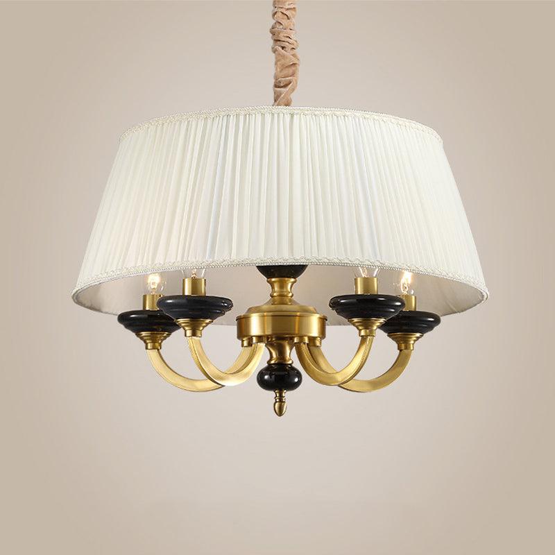 5-Bulb Drum Chandelier Countryside White Finish Lamp - Rebooters