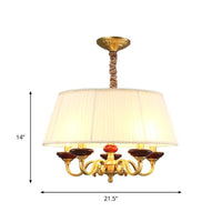 5-Bulb Drum Chandelier Countryside White Finish Lamp - Rebooters